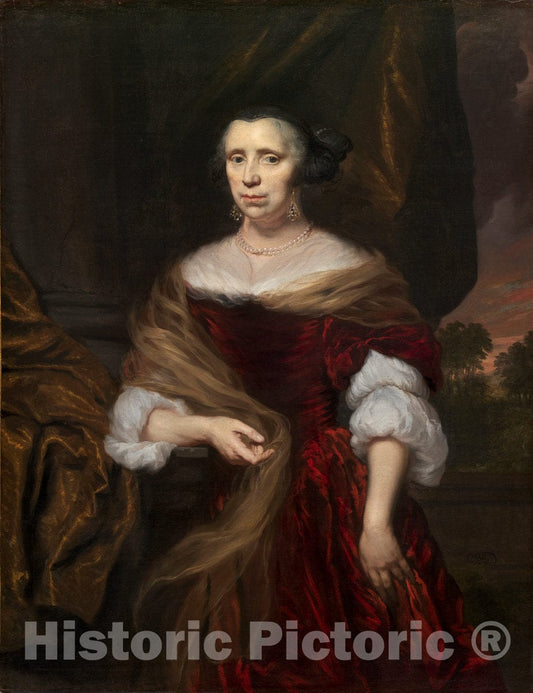 Art Print : Nicolaes Maes, Portrait of a Lady, 1676 - Vintage Wall Art
