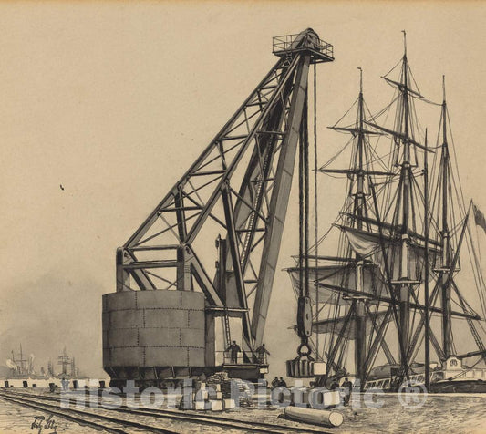 Art Print : Fritz Stoltenberg, Krahn im Freihafen, 1893 - Vintage Wall Art