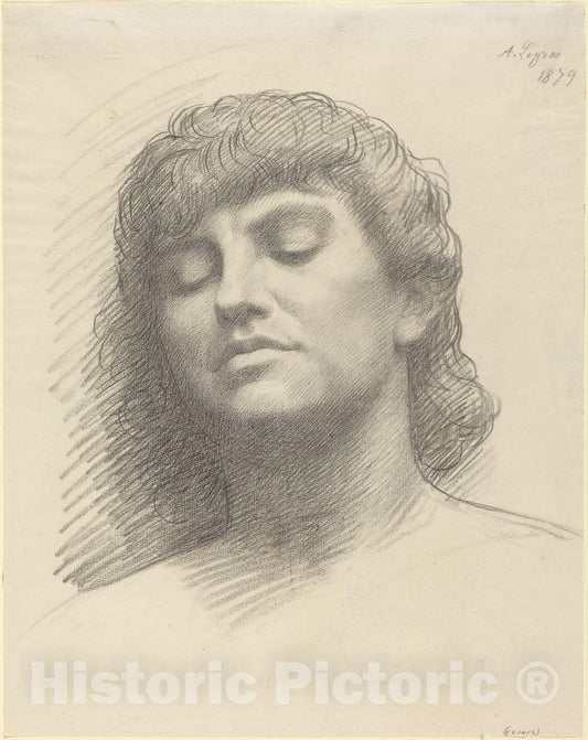 Art Print : Alphonse Legros, Head, 1879 - Vintage Wall Art