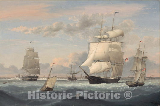 Art Print : Fitz Henry Lane, New York Harbor, 1852 - Vintage Wall Art