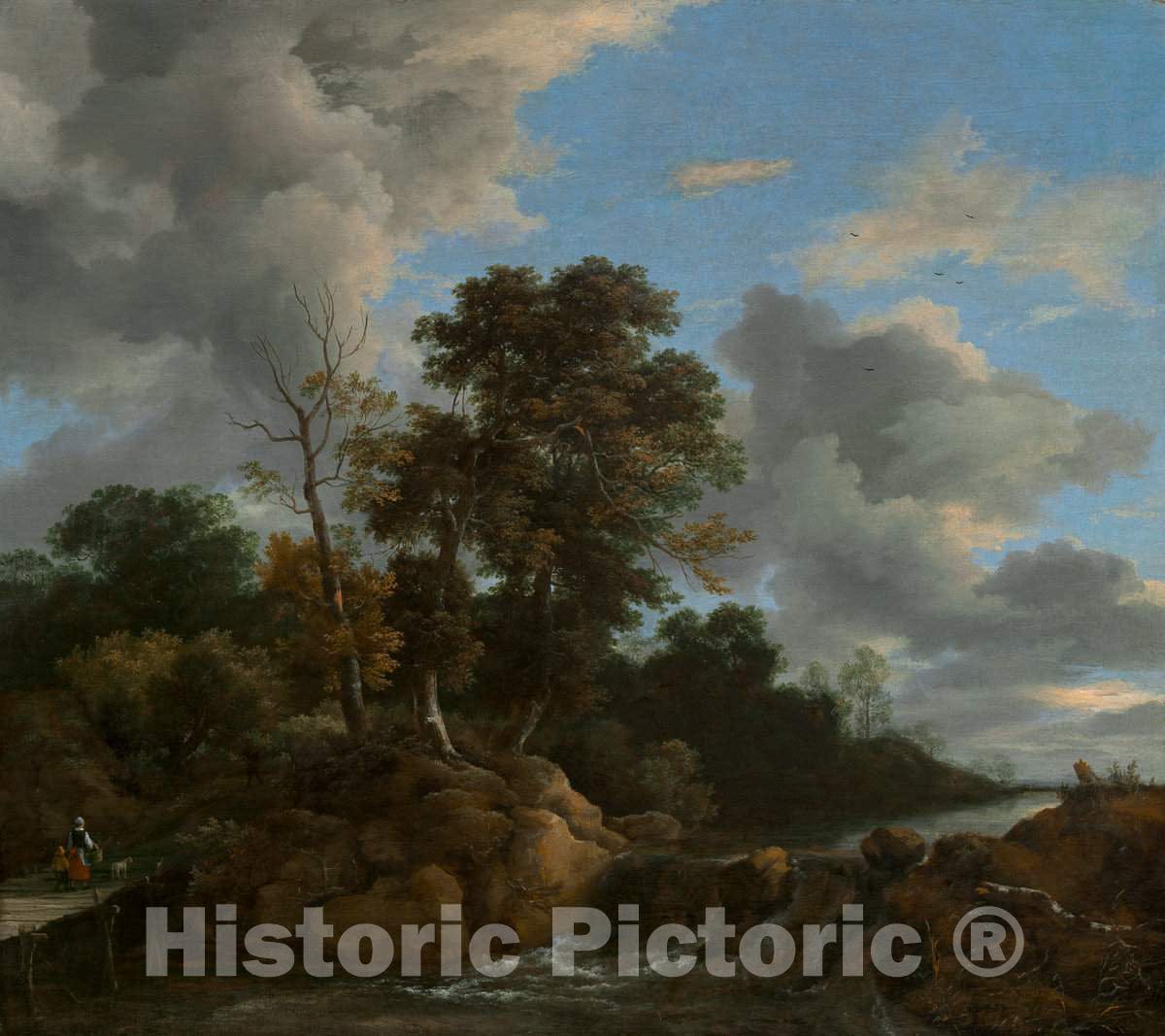 Art Print : Jacob Van Ruisdael, Landscape, c. 1670 - Vintage Wall Art