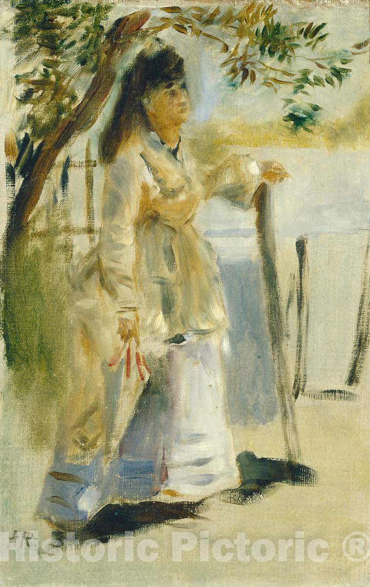 Art Print : Auguste Renoir, Woman by a Fence, 1866 - Vintage Wall Art