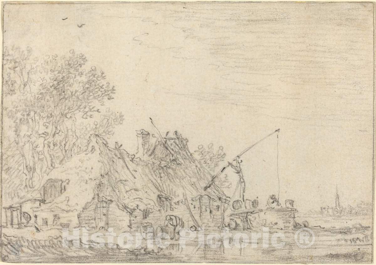 Art Print : Jan Van Goyen, Rustic House with a Well - Vintage Wall Art