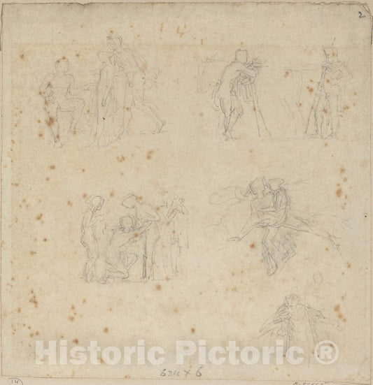 Art Print : John Flaxman, Figure Studies - Vintage Wall Art