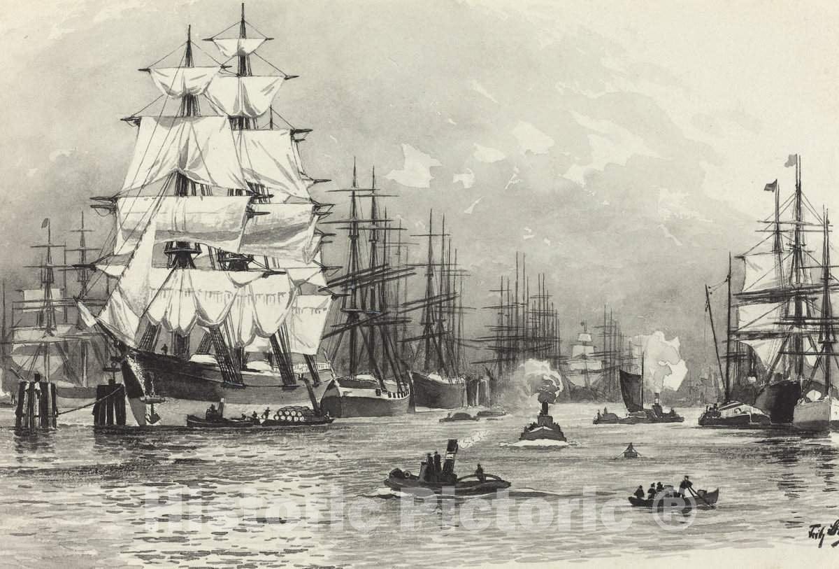 Art Print : Fritz Stoltenberg, Segelschiff-Hafen, 1893 - Vintage Wall Art