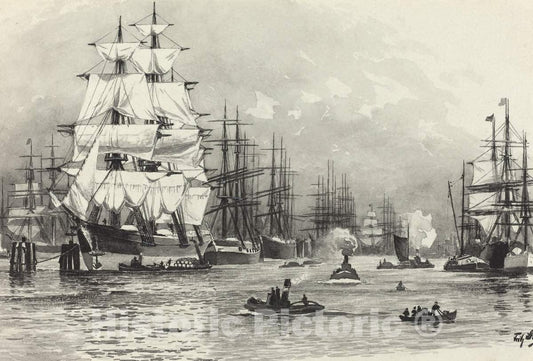 Art Print : Fritz Stoltenberg, Segelschiff-Hafen, 1893 - Vintage Wall Art