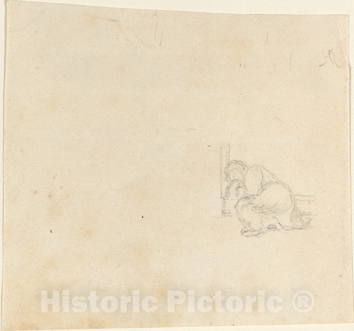 Art Print : John Flaxman, Figure Sleeping in a Doorway - Vintage Wall Art