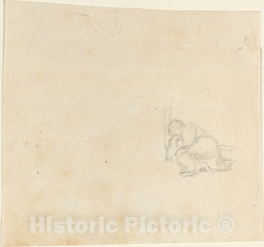 Art Print : John Flaxman, Figure Sleeping in a Doorway - Vintage Wall Art