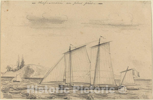 Art Print : Charles Meryon, Chasse-Maree au Plus pres - Vintage Wall Art
