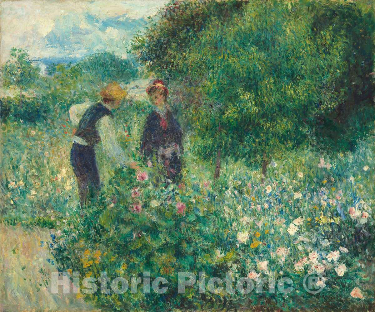 Art Print : Auguste Renoir, Picking Flowers, 1875 - Vintage Wall Art