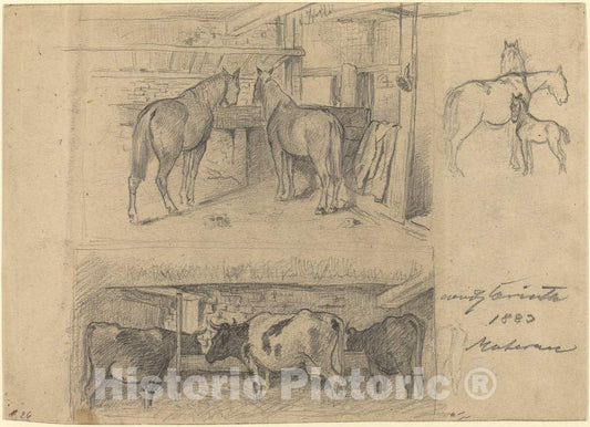 Art Print : Lovis Corinth, The Barn, 1883 - Vintage Wall Art