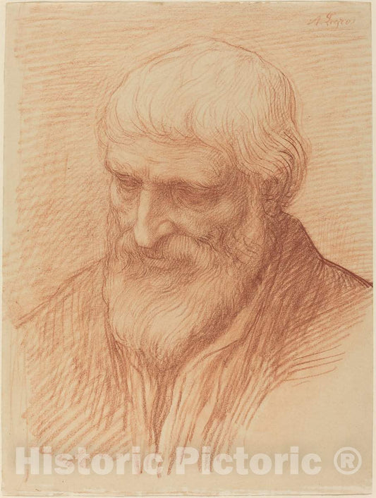 Art Print : Alphonse Legros, Study of a Philosopher - Vintage Wall Art