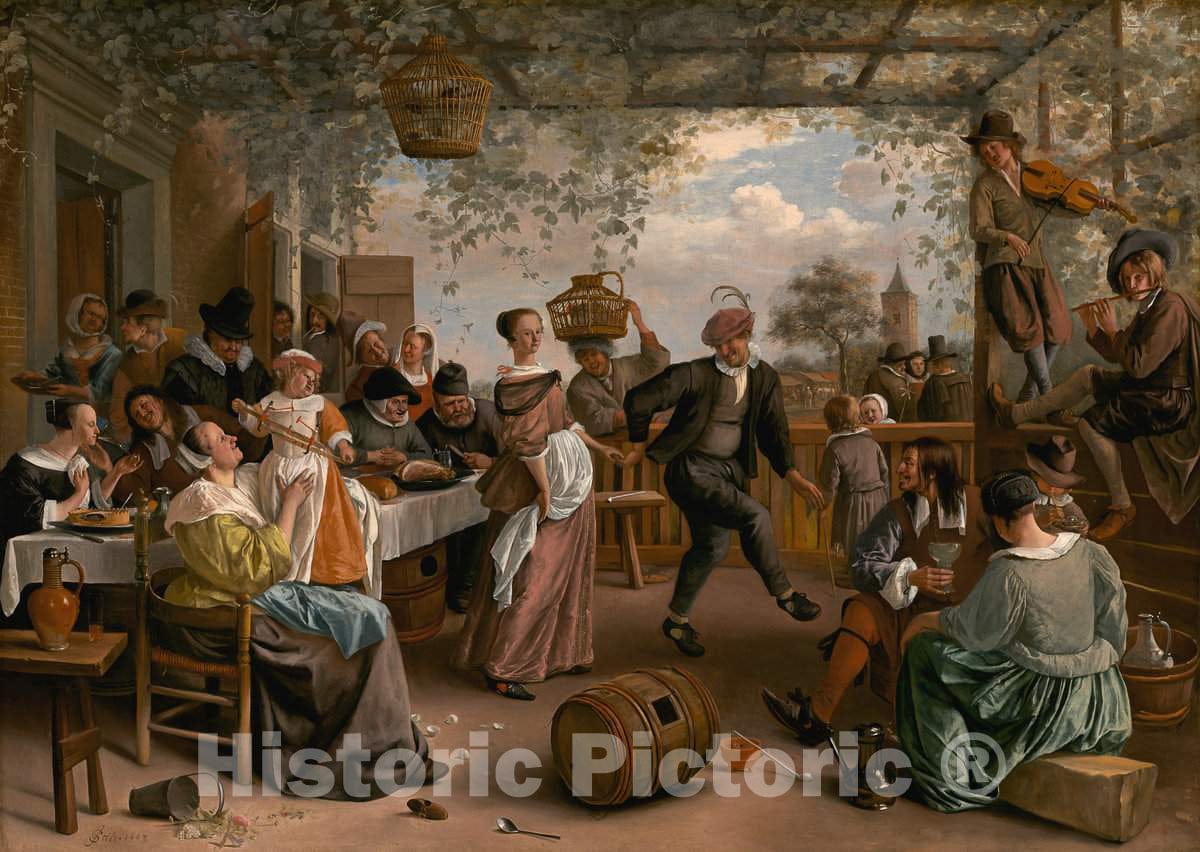 Art Print : Jan Steen, The Dancing Couple, 1663 - Vintage Wall Art