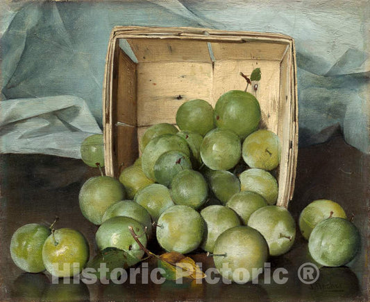 Art Print : Joseph Decker, Green Plums, c. 1885 - Vintage Wall Art