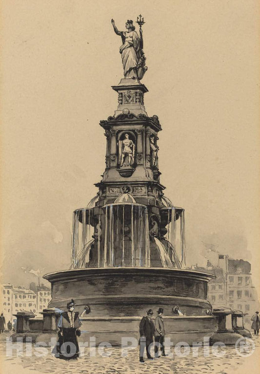 Art Print : Fritz Stoltenberg, Hansa-Brunnen, 1893 - Vintage Wall Art