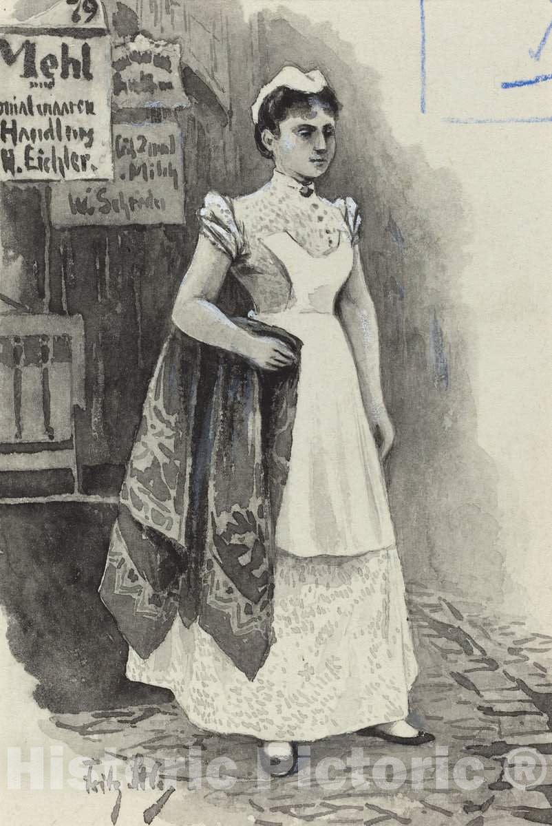 Art Print : Fritz Stoltenberg, Dienstmadchen, 1893 - Vintage Wall Art