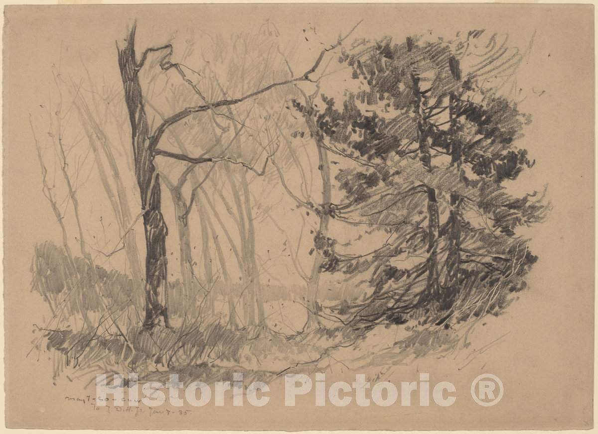Art Print : Charles H. Woodbury, Wood Interior, 1920 - Vintage Wall Art
