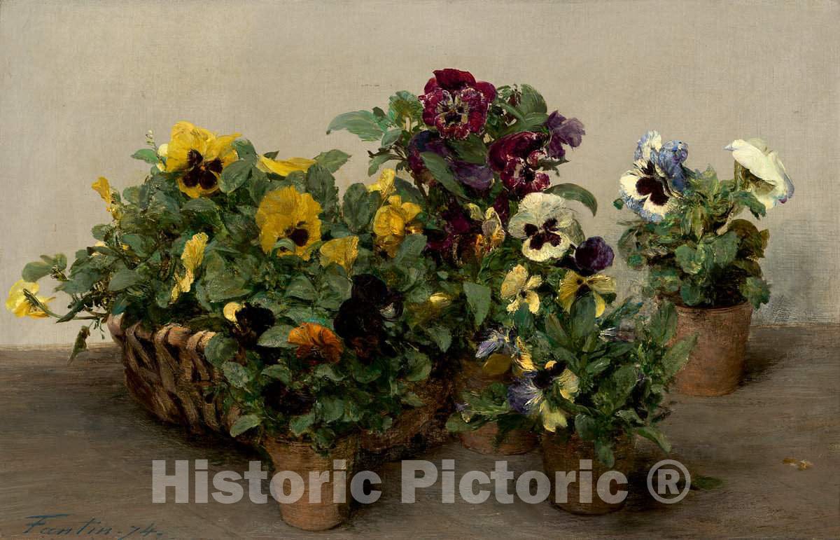 Art Print : Henri Fantin-Latour, Pansies, 1874 - Vintage Wall Art