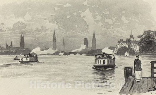 Art Print : Fritz Stoltenberg, Aussenalster, 1893 - Vintage Wall Art