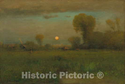 Art Print : George Inness, Harvest Moon, 1891 - Vintage Wall Art