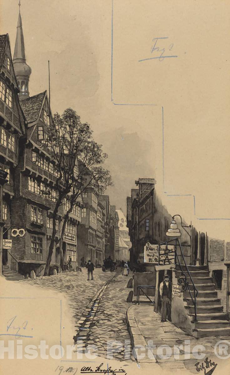 Art Print : Fritz Stoltenberg, Alte Strasse, 1893 - Vintage Wall Art