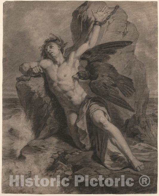 Art Print : Christian Schussele, Prometheus Bound - Vintage Wall Art