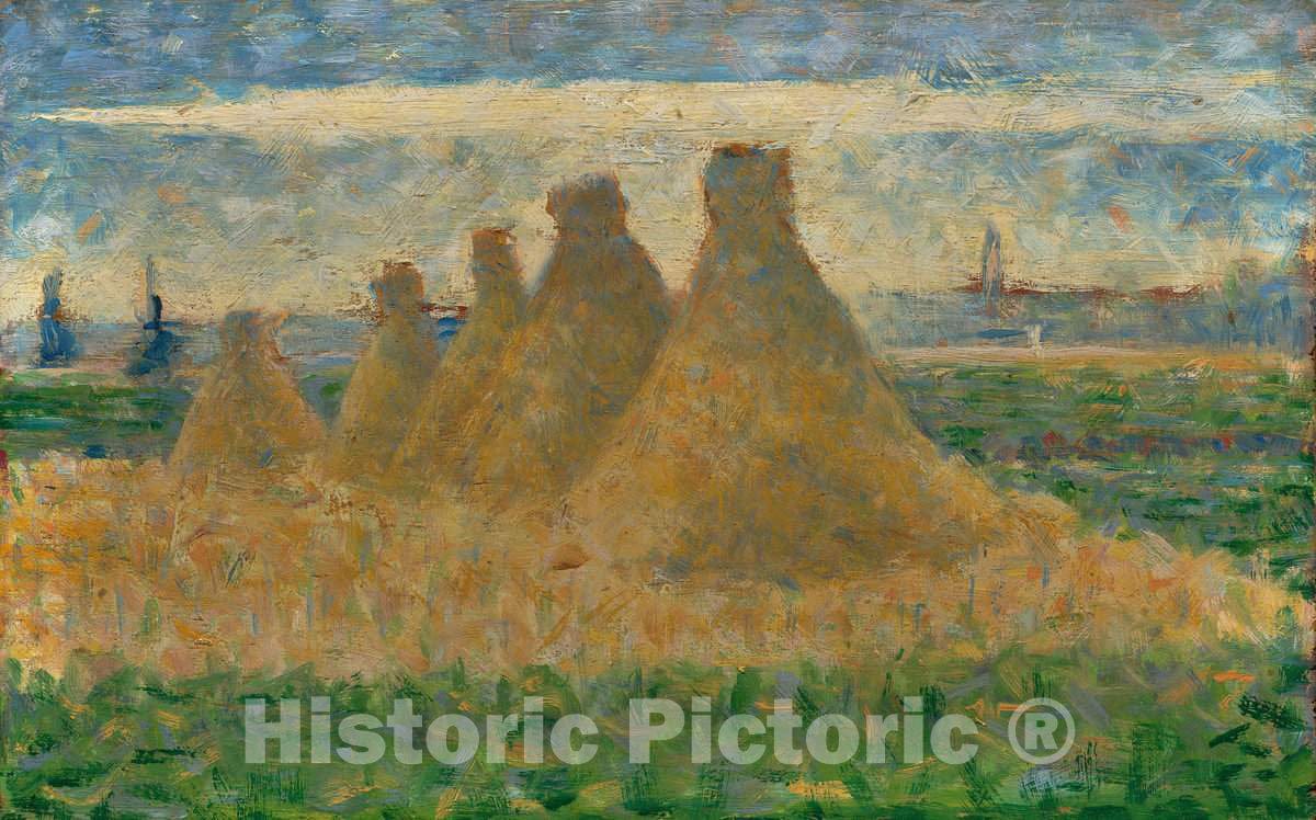 Art Print : Georges Seurat, Haystacks, c. 1882 - Vintage Wall Art