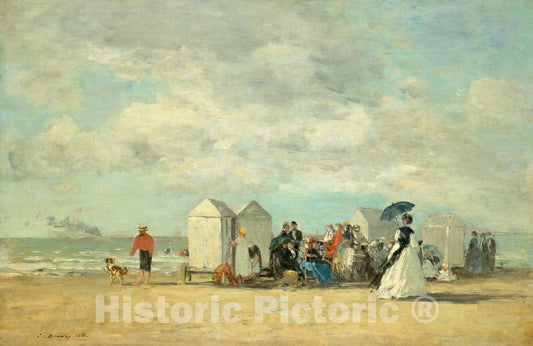 Art Print : EugÃ¨ne Boudin, Beach Scene, 1862 - Vintage Wall Art