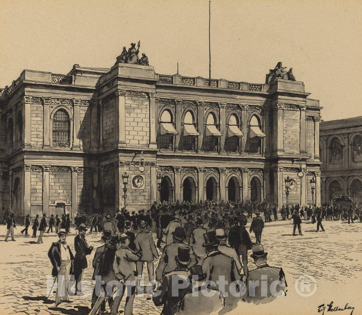 Art Print : Fritz Stoltenberg, Borsenzeit, 1893 - Vintage Wall Art