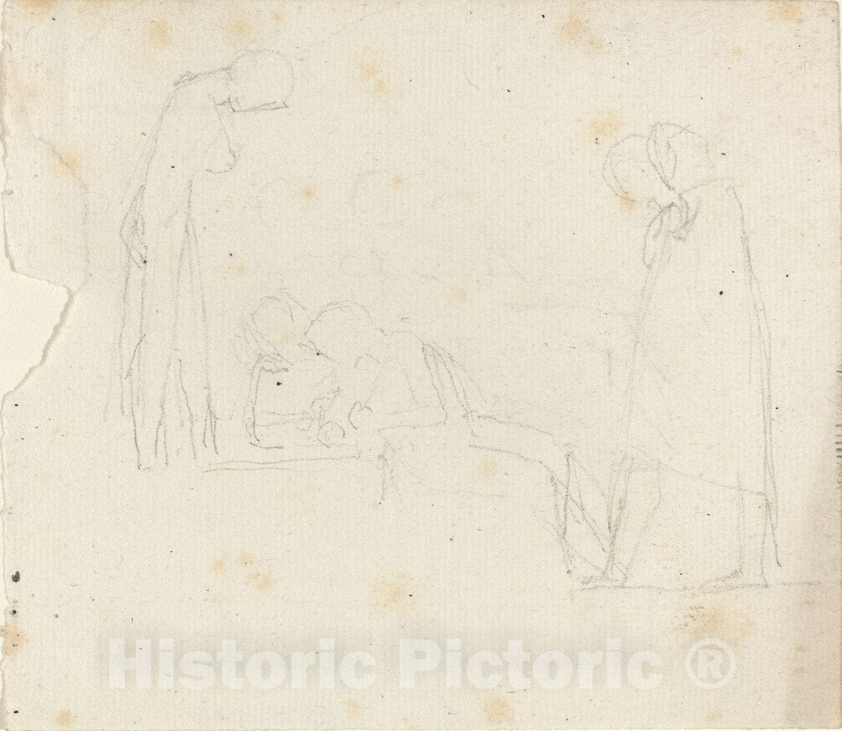 Art Print : John Flaxman, Group of Five Figures - Vintage Wall Art