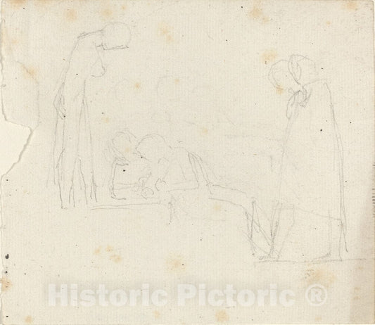 Art Print : John Flaxman, Group of Five Figures - Vintage Wall Art