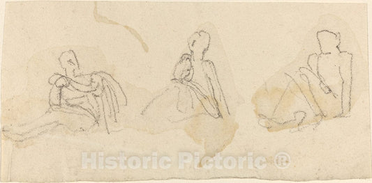 Art Print : John Flaxman, Three Seated Figures - Vintage Wall Art