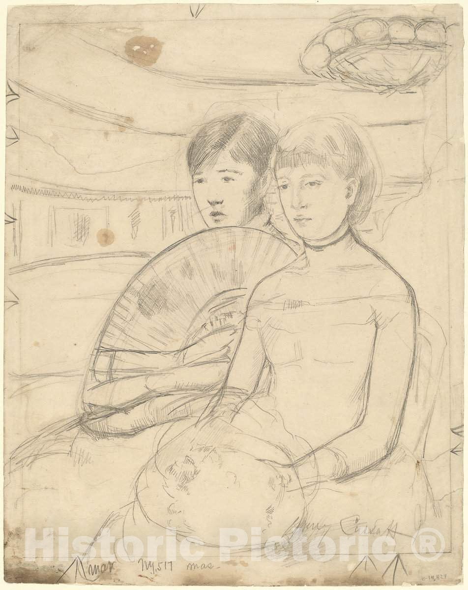 Art Print : Mary Cassatt, The Loge [Recto], 1882 - Vintage Wall Art