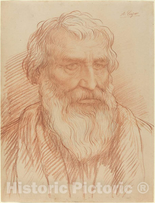 Art Print : Alphonse Legros, Study of a Head - Vintage Wall Art