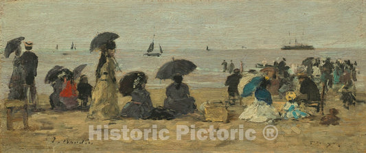 Art Print : EugÃ¨ne Boudin, The Beach, 1877 - Vintage Wall Art