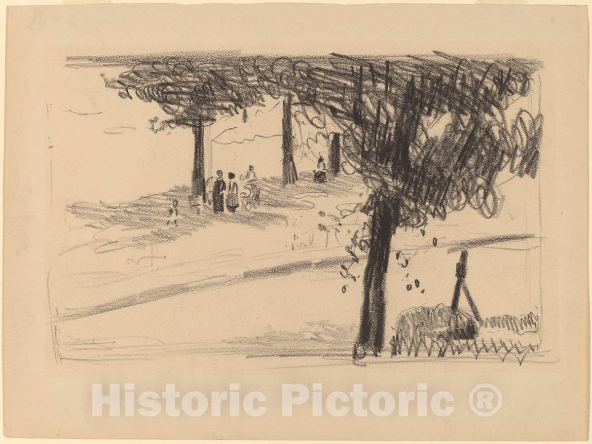 Art Print : George LUKS, Under The Trees - Vintage Wall Art