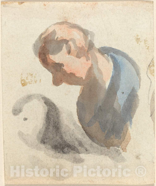 Art Print : HonorÃ© Daumier, Head of a Man - Vintage Wall Art