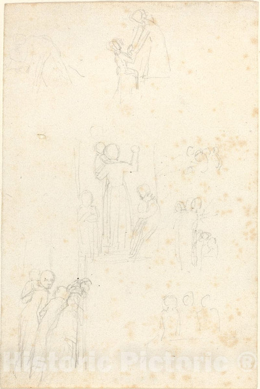 Art Print : John Flaxman, Sheet of Studies - Vintage Wall Art