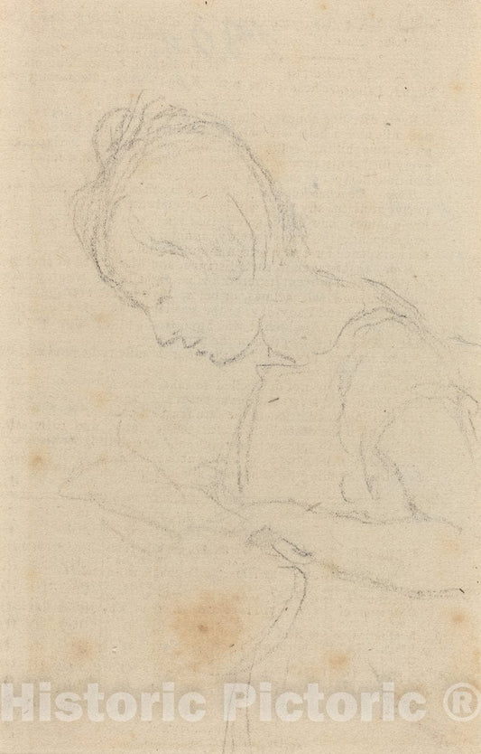 Art Print : John Flaxman, Woman in Profile - Vintage Wall Art