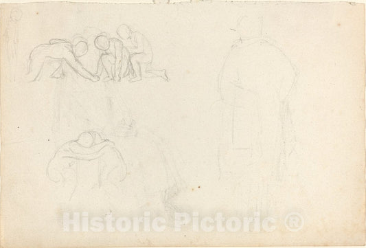 Art Print : John Flaxman, Sheet of Studies - Vintage Wall Art