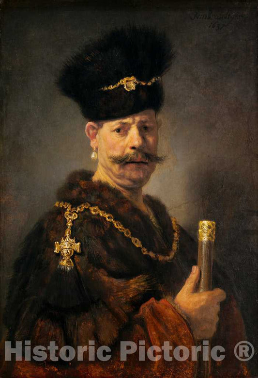 Art Print : Rembrandt, A Polish Nobleman, 1637 - Vintage Wall Art