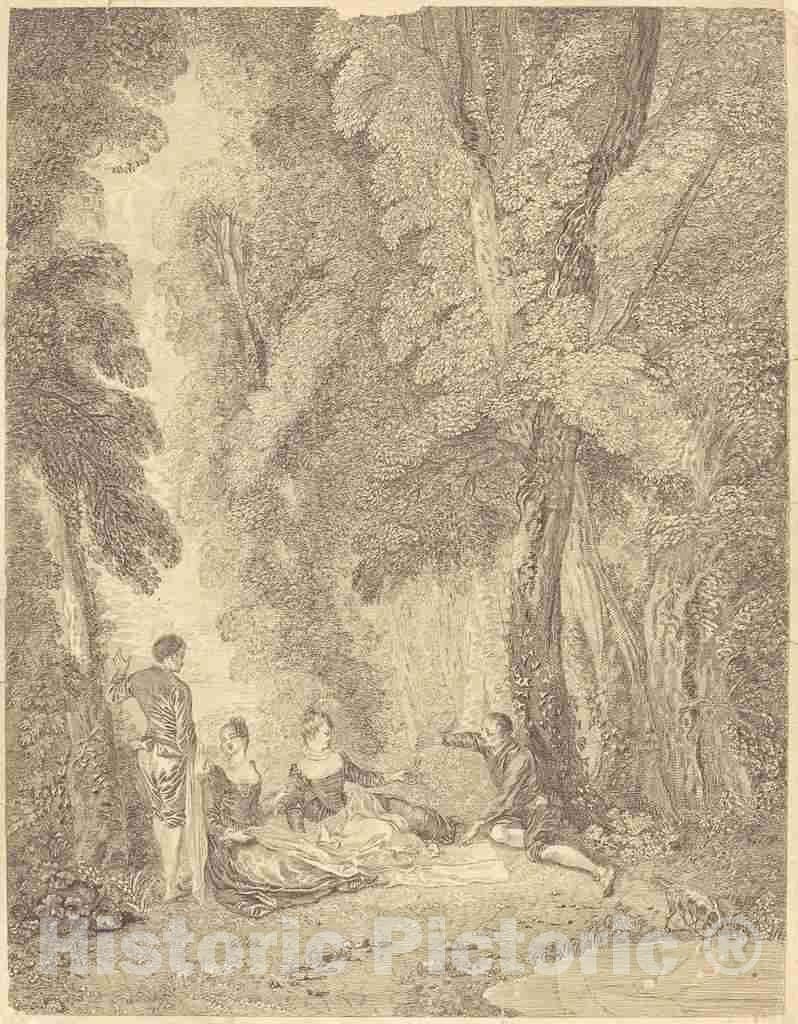 Art Print : Moyreau After Watteau, La Colation, c. 1729 - Vintage Wall Art
