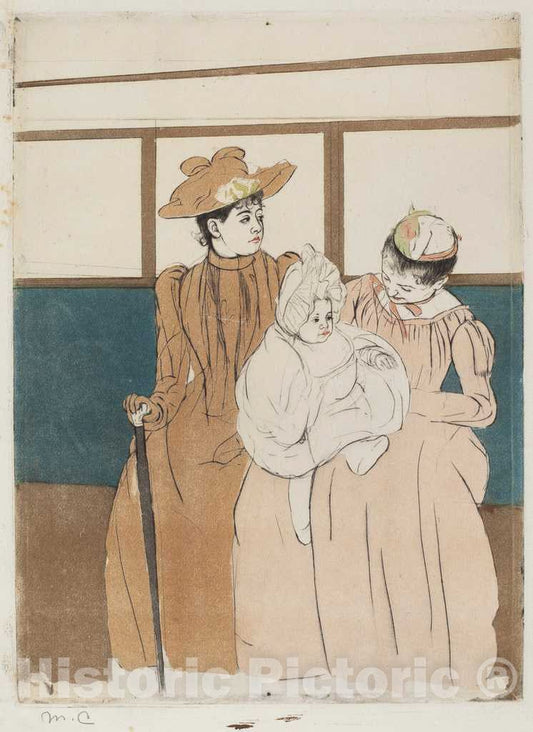Art Print : Mary Cassatt, in The Omnibus, 1890-1891 - Vintage Wall Art