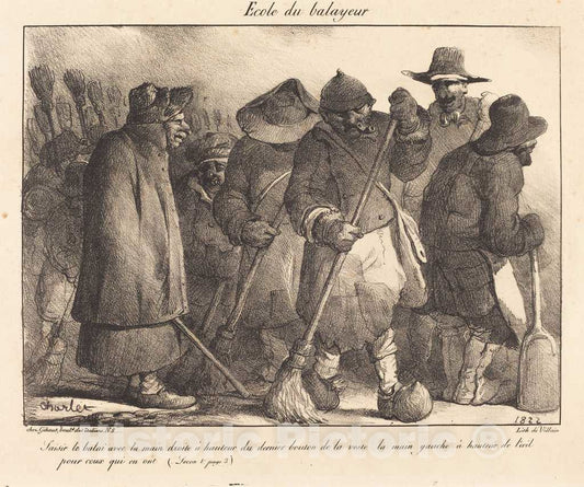 Art Print : Nicolas-Toussaint Charlet, Ecole du balayeur, 1822 - Vintage Wall Art