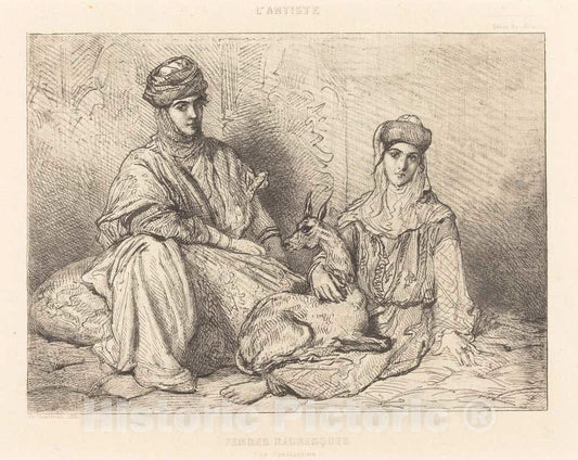 Art Print : ThÃ©odore ChassÃ©riau, Femmes Mauresques de Constantine, 1851 - Vintage Wall Art