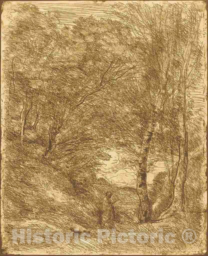 Art Print : Baptiste-Camille Corot, The Gardens of Horace (Les Jardins d'Horace), 1855 - Vintage Wall Art