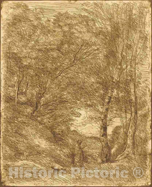 Art Print : Baptiste-Camille Corot, The Gardens of Horace (Les Jardins d'Horace), 1855 - Vintage Wall Art
