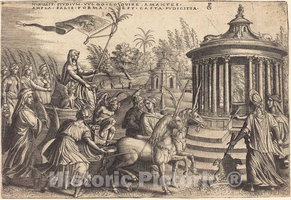 Art Print : Georg Pencz, The Triumph of Chastity - Vintage Wall Art