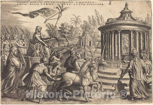 Art Print : Georg Pencz, The Triumph of Chastity - Vintage Wall Art