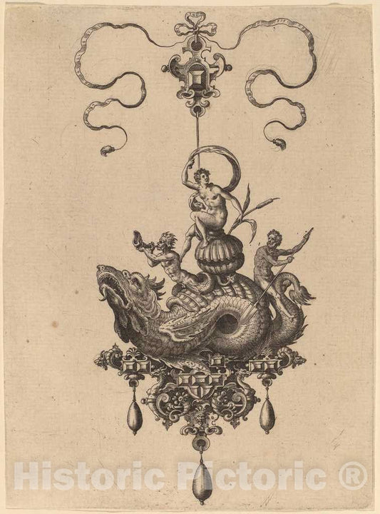 Art Print : Hans Collaert, Jewelry Design, 1582 - Vintage Wall Art